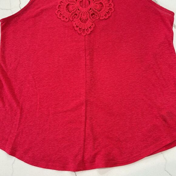 Jessica Simpson | Women’s Embroidered Red Pink Tank Top Sleeveless Blouse - Picture 5 of 9